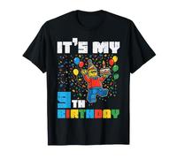 Its My 9th Birthday Blocks Man Bricks 9 Year Old Boys Kids T-Shirt