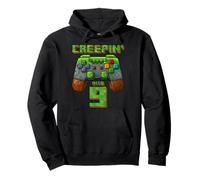 It's My 9th Birthday Boy Gamer Creepin’ Into 9 Gamer Pixel Pullover Hoodie