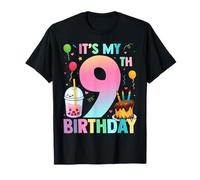 It's My 9th Birthday Bubble Boba Tea Party 9 Year Old Girl T-Shirt