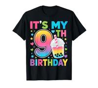 It's My 9th Birthday Rainbow Boba Bubble Tea Age Nine T-Shirt