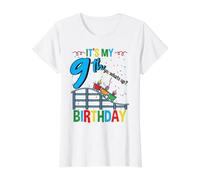 Its My 9th Birthday Roller Coaster Theme Park Value Graphic T-Shirt, Women, White, M