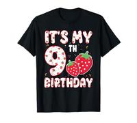 It's My 9th Birthday Strawberry Theme 9 Year Old Party T-Shirt