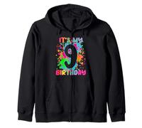 Its My 9th Birthday T-shirt girl boys 9 Years Old Splashes Zip Hoodie