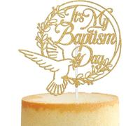 It's My Baptism Day Cake Topper, Peace Pigeon Cross Religious First Holy Communion, Wedding Christening Baby Shower 1st Birthday Baptism Party Decorations for Boy Girl, Gold Glitter