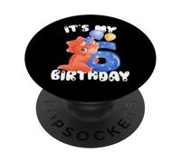 Its My Birthday 6th Birthday Happy Birthday Dinosaur PopSockets Adhesive PopGrip
