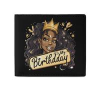 It's My Birthday African American Afro Woman Billfold Wallet Leather Purse Cute Card Holder Clutch for Business Travel