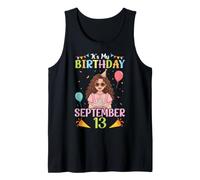 It's My Birthday Born On September 14th Happy Me You A Girl Tank Top