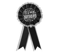 It's My Birthday Brooch Pin, Satin Fabric Happy Birthday Button Apparel Pin Award Ribbon Badge Celebration Accessory for Women Men Prize Party Decoration Gift (Black)