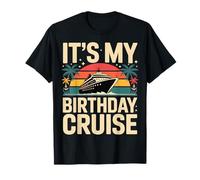 It's My Birthday Cruise Retro Sunset Palm Tree Boat Party T-Shirt