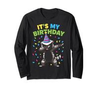 It's My Birthday Dabbing Honey Badger Groovy Rainbow Vibes Long Sleeve T-Shirt