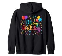 It's My Birthday, Day Of Birth & B-Day, Colorful Birthday Zip Hoodie