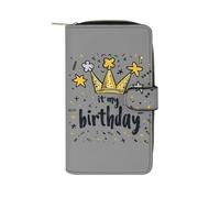It's My Birthday Fashion Wallet Credit Card Holder Slim Coin Pocket Purse Handheld Phone Bags for Women Men 8×4.5×1.5 Inches