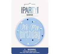 It's My Birthday Glitz Blue & Silver Badge - Perfect Accessory for the Special Day - 1 Pc