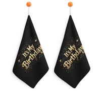 It's My Birthday Hand Towels Absorbent Microfiber Cleaning Cloths with Hanging Loop