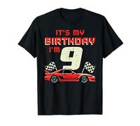 Its My Birthday Im 9 Race Car 9th Bday Nine Year Old Boys T-Shirt