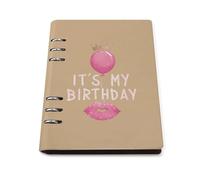 It's My Birthday Leather A5 Binder Notebook Refillable Travel Journal with 90 Sheets Personal Planner for Women Men