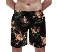 Its My Birthday Monkey Men's Swim Trunks Quick Dry Hawaii Board Shorts Casual Beachwear Breathable Swimwear L