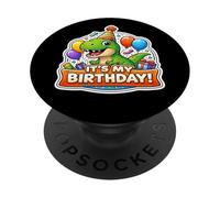 It's My Birthday Party Trex Dinosaur Kids Dino Boys PopSockets Adhesive PopGrip