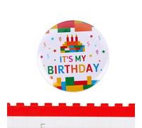 It's My Birthday Pin, 2.28in Building Blocks Happy Birthday Button Badge Pin Fun Party Favors & Decorations for Kids Boys Girls Men Women