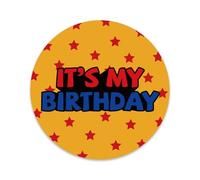 It's my Birthday Pin, 2.3in Tinplate Material Cartoon Brooch Happy Birthday Girl Boy Badge with Eye-Catching Cartoon Font and Little Red Star Patterns for Birthday Party Decoration