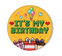 It's My Birthday Pin, 5.8cm/2.3in Pixel Themed Happy Birthday Button Badge for Boys Girls Men & Women Fun Party Favors Supplies Decorations