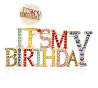 It's My Birthday Pin, Rhinestones Happy Birthday Brooch for Women Metal Shiny Lapel Badge Perfect for Celebrations Gifts Party Accessories, Hollowed Out Teenager Birth Day Decorations