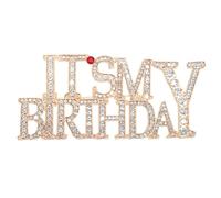 It's My Birthday Pin, Rhinestones Happy Birthday Brooch Pin Gold Metal Shiny Lapel Pins for Women Girls Celebrations Wedding Birth Day Party Accessories