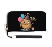 Its My Birthday Potato Leather Wallet Fashion Purse Long Pouch with Wrist Strap for Men Women