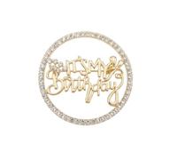 It's My Birthday Rhinestone Round Brooch Lapel Pin Sparkling Crystal Hollow Circle Brooches Decorative Pins for Birthday Celebration Party Ceremony Dress Suit Accessory Fashion Jewelry for Women Girls