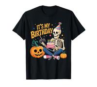 It's My Birthday Skeleton Happy Halloween Gamer Boys Kids T-Shirt