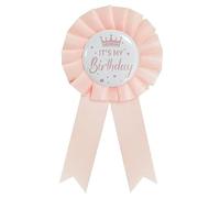 It's My Birthday Tinplate Badge Brooches, Colorful Satin Corsage Ribbon Pins, Exquisite Happy Birthday Party Jewelry Gifts for Women Teen Girls, L, Fabric, no gemstone