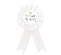 It's My Birthday Tinplate Badge Pin, Happy Birthday Button Pin, White Rosette Birthday Badge Pin for Girl, Brooch Buttons for 18th/21st/30th Birthday Party Celebration