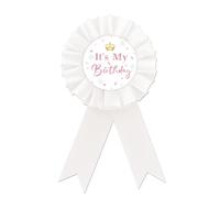 It's My Birthday Tinplate Badge Pin, Happy Birthday Button, White Rosette Birthday Award Ribbon for Women, Brooch Buttons for 18th/21st/30th Birthday Party Celebration