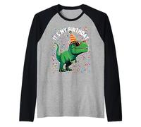 It's My Birthday Trex Rwar Dino Mite Birthday Boy Girl Raglan Baseball Tee