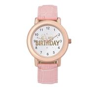 It's My Birthday Women's Easy Read Watches Flexible Three Hand Round Case Quartz Watch for Small Wrists