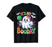 Its My Boo Day Cute Halloween Birthday Ghost Pink Bow Girls T-Shirt