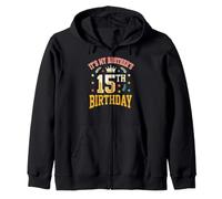 Its My Brothers 15th Birthday 15 Years Old Siblings Matching Zip Hoodie