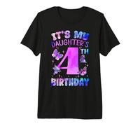 It's My Daughter's 4th Birthday Butterfly Happy 4 Years Old Premium T-Shirt