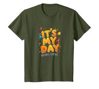 Its My Day Birthday Edition Festive Celebration Quote T-Shirt, Youth, Olive Green, 4T