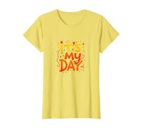 Its My Day Celebration Typography Art, Birthday Girl T-Shirt, Women, Lemon, XL