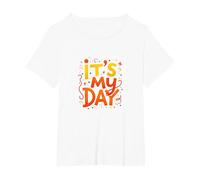 Its My Day Celebration Typography Art, Birthday Girl T-Shirt, Women's Plus, White, 4X