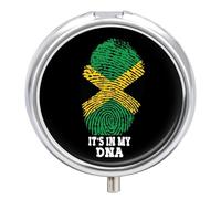 It's My DNA Jamaican Flag Cute Travel Pill Organizer Portable Small Round Medicine Case Box for Pocket Purse