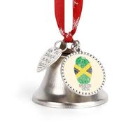 It's My DNA Jamaican Flag Printed Christmas Bells for Decoration Silver Jingle Ringbell Xmas Tree Hanging Ornament