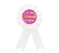 It's My Freaking Birthday Tinplate Badge Pin, Happy Birthday Button Pin, White Rosette Birthday Badge Pin for Women, Pink Brooch Buttons for 18th/21st/30th Birthday Party Celebration