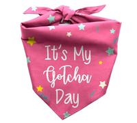 It's My Gotcha Day Dog Bandana, Adoption Birthday Party Supplies Photo Prop for Pets, Funny Cute Pet Triangle Scarf for Small Medium Large Dogs, Gifts for Dog Lovers (Pink)