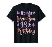 It's My Grandson's 18th Birthday Butterfly Happy 18 Year Old T-Shirt