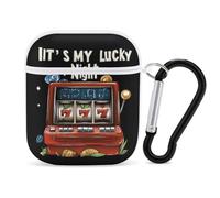 It's My Lucky Night Casino Funny Case Cover Compatible for AirPods 1 & 2 Earbuds Protective Hard Cover with Keychain