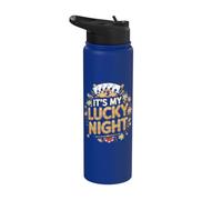 It's My Lucky Night - Casino Poker Night Card Game Stainless Steel Insulated Water Bottle