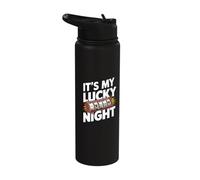 It's My Lucky Night Slot Machine Casino Fun Stainless Steel Insulated Water Bottle