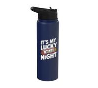 It's My Lucky Night Slot Machine Casino Fun Stainless Steel Insulated Water Bottle